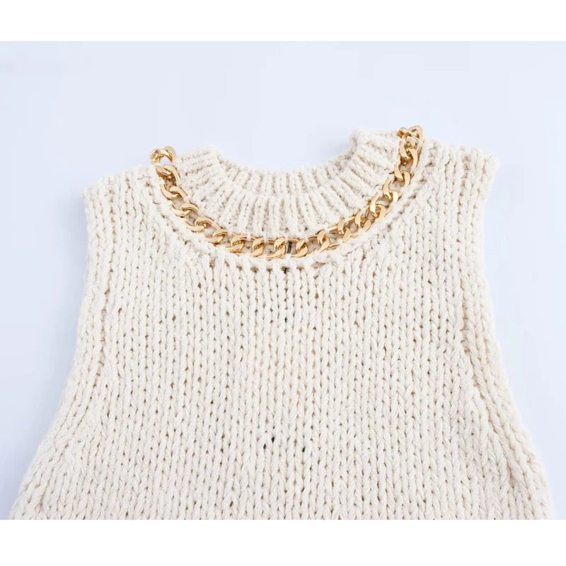 Sleeveless Vest Women Knitted Cropped Sweaters