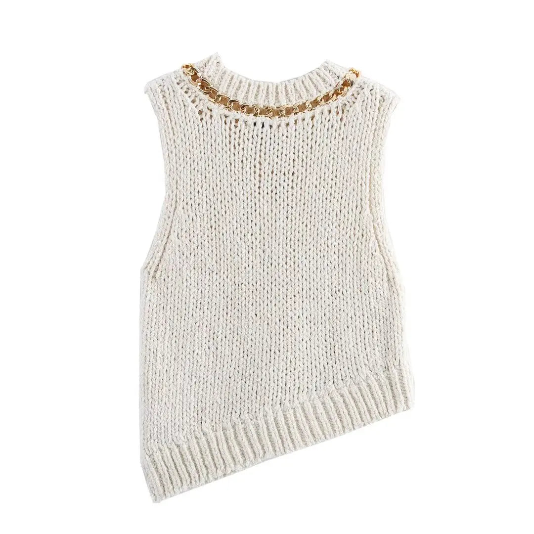 Sleeveless Vest Women Knitted Cropped Sweaters