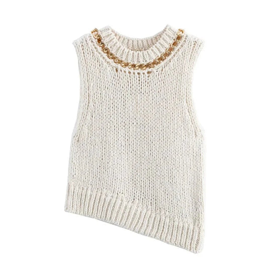 Sleeveless Vest Women Knitted Cropped Sweaters