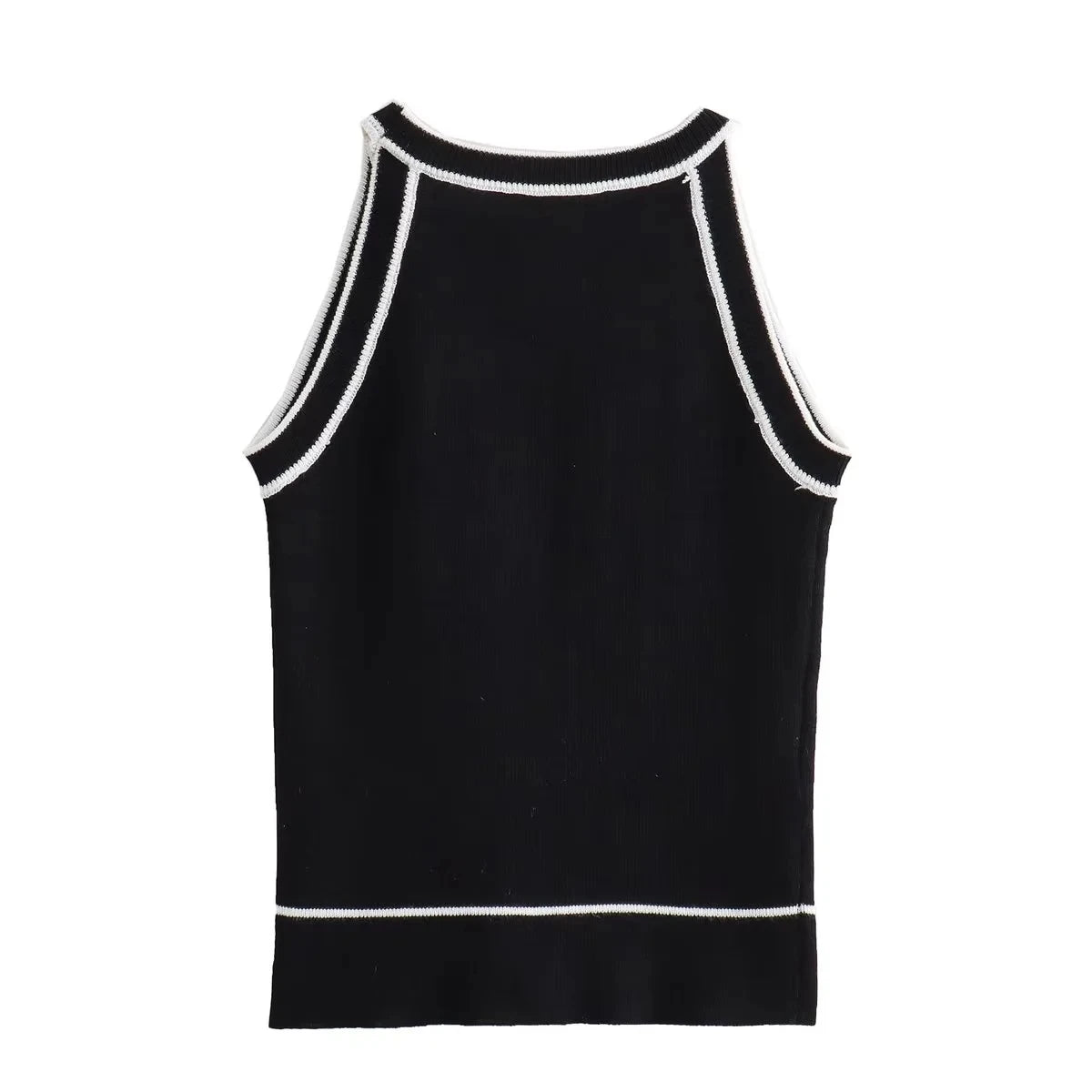 "Black Sleeveless Crop Top for Women – 2023 Knitted Sexy Vest Tank"