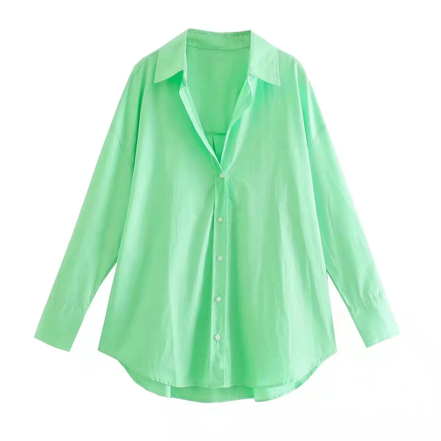 "Multicolour Button-Up Shirt for Women – Oversized Long Sleeve Summer Top"