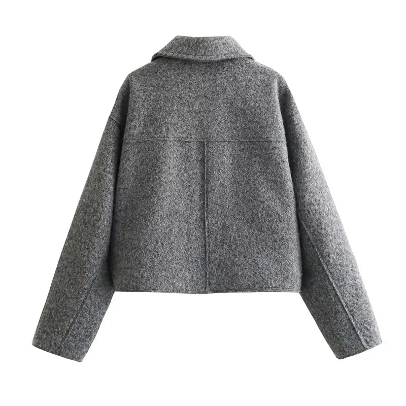 Autumn Winter Tweed Cropped Jacket for Women